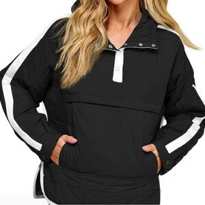 Women's Black and White puffer pull over